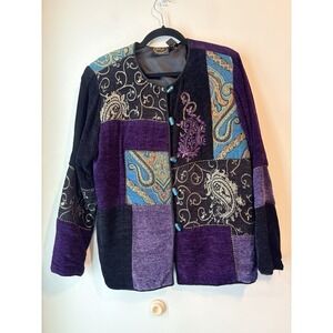 Vintage Indigo Moon Julia Ken M Patchwork Jacket MixedMedia Whimsygoth Lagenlook